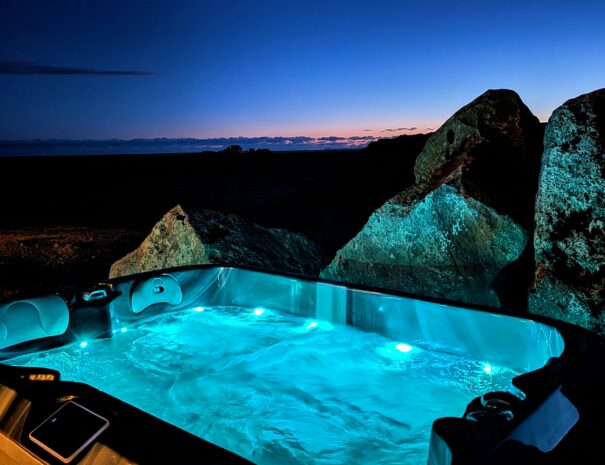 night time hot spring next to Seljanlandsfoss
