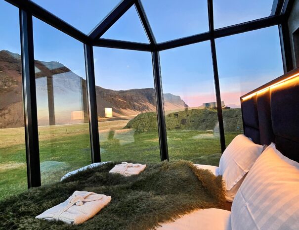 Glass igloo bedroom Southern Iceland