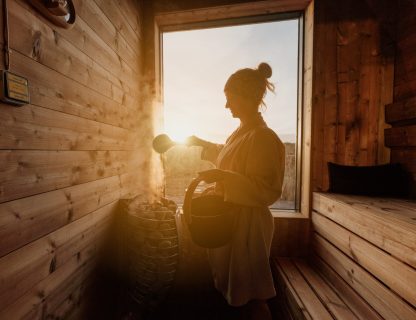wellness retreat inbuild dry sauna in luxury cabins south Iceland